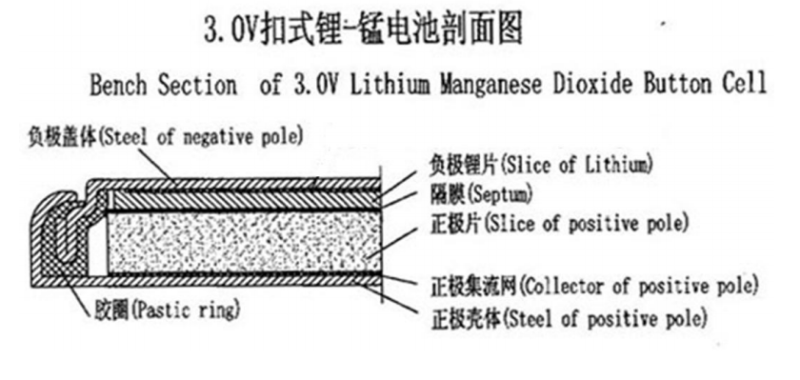 3.0V扣式鋰錳電池剖面圖